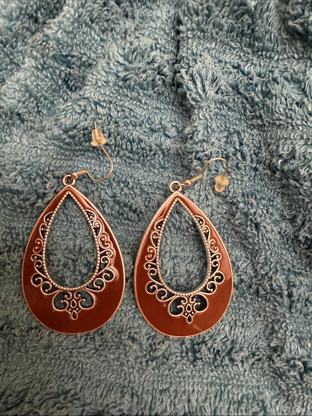 Elegant Teardrop Filigree Earrings in Copper